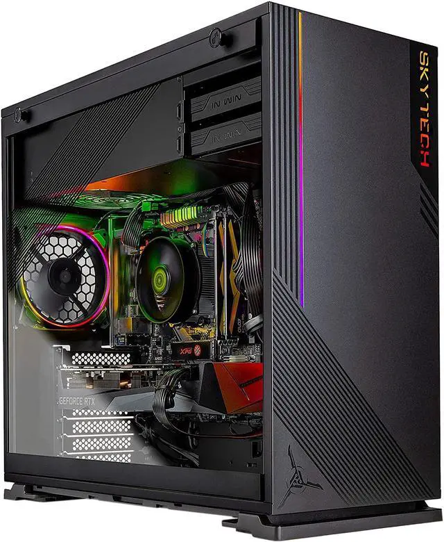Main image of Skytech Azure Gaming PC Desktop - Intel Core i5-10400F 2.9 GHz (4.3 GHz Max Boost), RTX 3060, 16GB DDR4 3200MHz, 1TB SSD, AC WiFi, Windows 10 Home 64-bit, Black