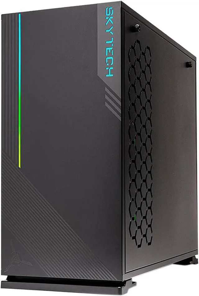 Alt view image 2 of 7 - Skytech Azure Gaming PC Desktop - Intel Core i5-10400F 2.9 GHz (4.3 GHz Max Boost), RTX 3060, 16GB DDR4 3200MHz, 1TB SSD, AC WiFi, Windows 10 Home 64-bit, Black