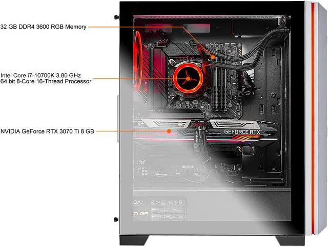 Alt view image 5 of 5 - Skytech Gaming Desktop Chronos Intel Core i7-10700K 32GB DDR4 1 TB NVMe Gen4 SSD GeForce RTX 3070 Ti Windows 10 Home 64-bit