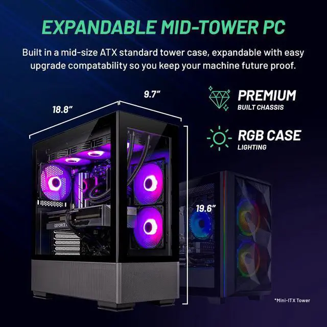 Alt view image 11 of 13 - Skytech Azure 2 Gaming PC Desktop - Intel Core i9 12900K 3.2 GHz, NVIDIA RTX 4070, 1TB NVMe SSD, 16GB DDR4 RAM 3200, 750W GOLD PSU, 360mm AIO, Wi-Fi, Windows 11 Home 64-bit