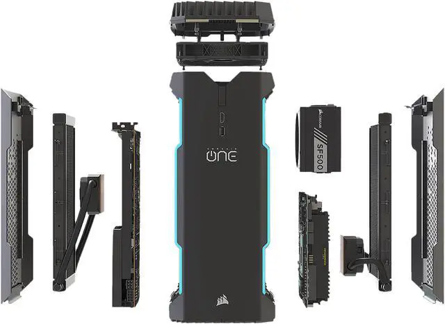 Alt view image 7 of 20 - CORSAIR ONE ELITE Compact Gaming PC CS-9000014-NA Liquid-Cooled Intel Core i7-8700K Liquid-Cooled GeForce GTX 1080 Ti 480 GB M.2 SSD 2 TB HDD 32 GB DDR4 Windows 10 Home 64-Bit