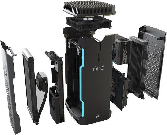 Alt view image 9 of 20 - CORSAIR ONE ELITE Compact Gaming PC CS-9000014-NA Liquid-Cooled Intel Core i7-8700K Liquid-Cooled GeForce GTX 1080 Ti 480 GB M.2 SSD 2 TB HDD 32 GB DDR4 Windows 10 Home 64-Bit