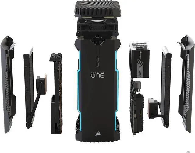 Alt view image 10 of 20 - CORSAIR ONE ELITE Compact Gaming PC CS-9000014-NA Liquid-Cooled Intel Core i7-8700K Liquid-Cooled GeForce GTX 1080 Ti 480 GB M.2 SSD 2 TB HDD 32 GB DDR4 Windows 10 Home 64-Bit