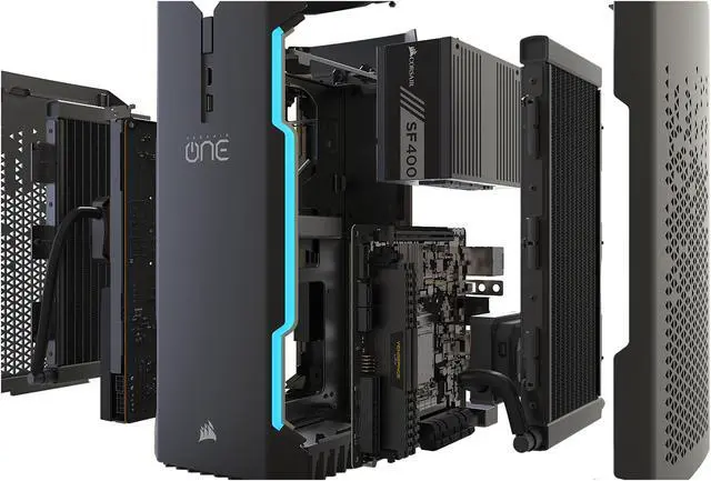 Alt view image 13 of 20 - CORSAIR ONE ELITE Compact Gaming PC CS-9000014-NA Liquid-Cooled Intel Core i7-8700K Liquid-Cooled GeForce GTX 1080 Ti 480 GB M.2 SSD 2 TB HDD 32 GB DDR4 Windows 10 Home 64-Bit