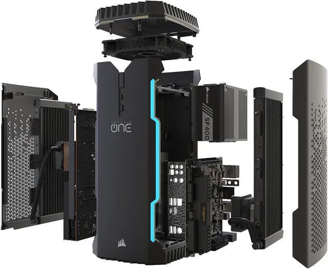 Alt view image 16 of 20 - CORSAIR ONE ELITE Compact Gaming PC CS-9000014-NA Liquid-Cooled Intel Core i7-8700K Liquid-Cooled GeForce GTX 1080 Ti 480 GB M.2 SSD 2 TB HDD 32 GB DDR4 Windows 10 Home 64-Bit
