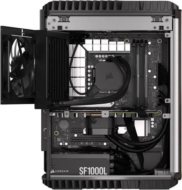 Alt view image 5 of 11 - CORSAIR ONE i500 Wood Dark PC - Liquid Cooled Intel Core i9 14900K CPU - Liquid Cooled NVIDIA GeForce RTX 4090 Graphics - 64GB CORSAIR VENGEANCE DDR5 Memory
