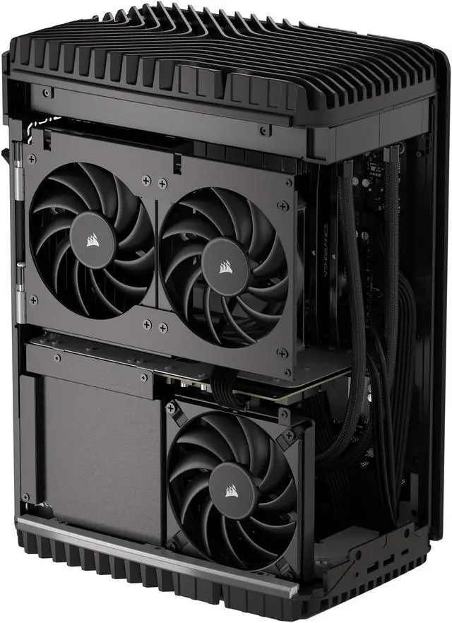 Alt view image 6 of 11 - CORSAIR ONE i500 Wood Dark PC - Liquid Cooled Intel Core i9 14900K CPU - Liquid Cooled NVIDIA GeForce RTX 4090 Graphics - 64GB CORSAIR VENGEANCE DDR5 Memory