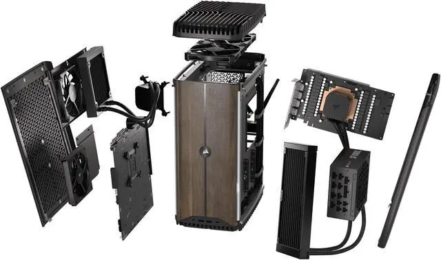 Alt view image 11 of 11 - CORSAIR ONE i500 Wood Dark PC - Liquid Cooled Intel Core i9 14900K CPU - Liquid Cooled NVIDIA GeForce RTX 4090 Graphics - 64GB CORSAIR VENGEANCE DDR5 Memory