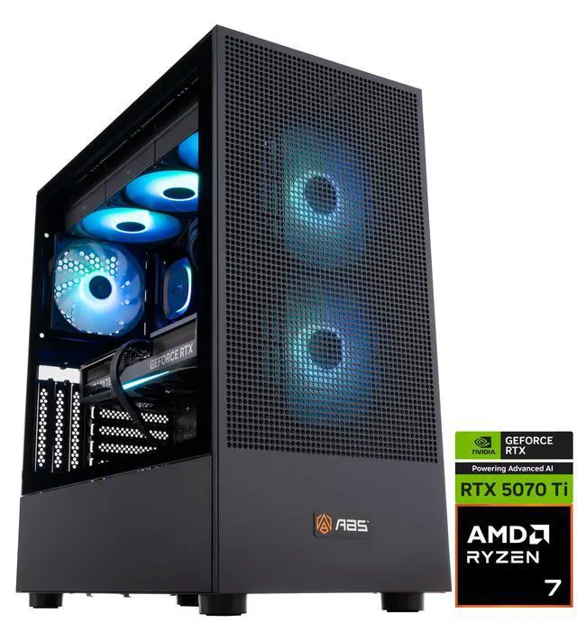 ABS Aeolian Ruby Gaming PC - Windows 11 - AMD Ryzen 7 7800X3D - GeForce RTX 5070 Ti -  DLSS 4 - AI-Powered Performance - 32GB DDR5 6000 - 2TB M.2 NVMe SSD - AR7800X3D5070TI3