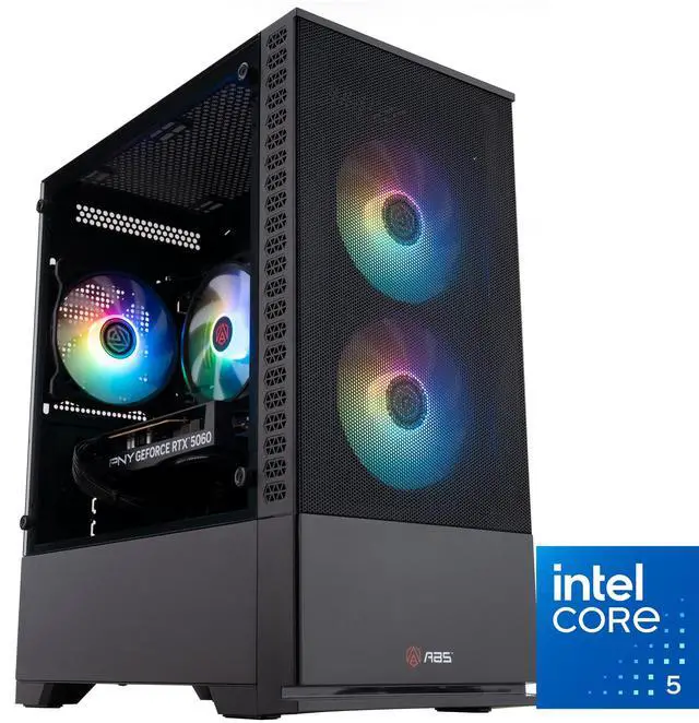 ABS Cyclone Aqua Gaming PC - Windows 11 - Intel Core 5 Processor 120 - GeForce RTX 5060 - DLSS 4 - AI-Powered Performance - 32GB DDR4 3200MHz - 1TB M.2 NVMe SSD - CA120F5060
