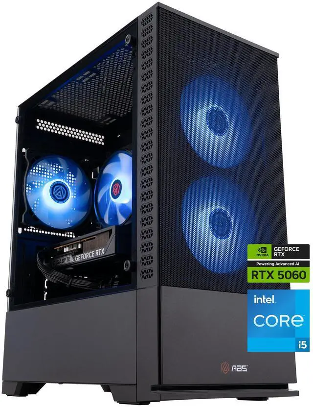 ABS Cyclone Aqua Gaming PC - Windows 11 - Intel Core i5-14400F - GeForce RTX 5060 - DLSS 4 - AI-Powered Performance - 32GB DDR4 3200MHz - 1TB M.2 NVMe SSD - CA14400F50604
