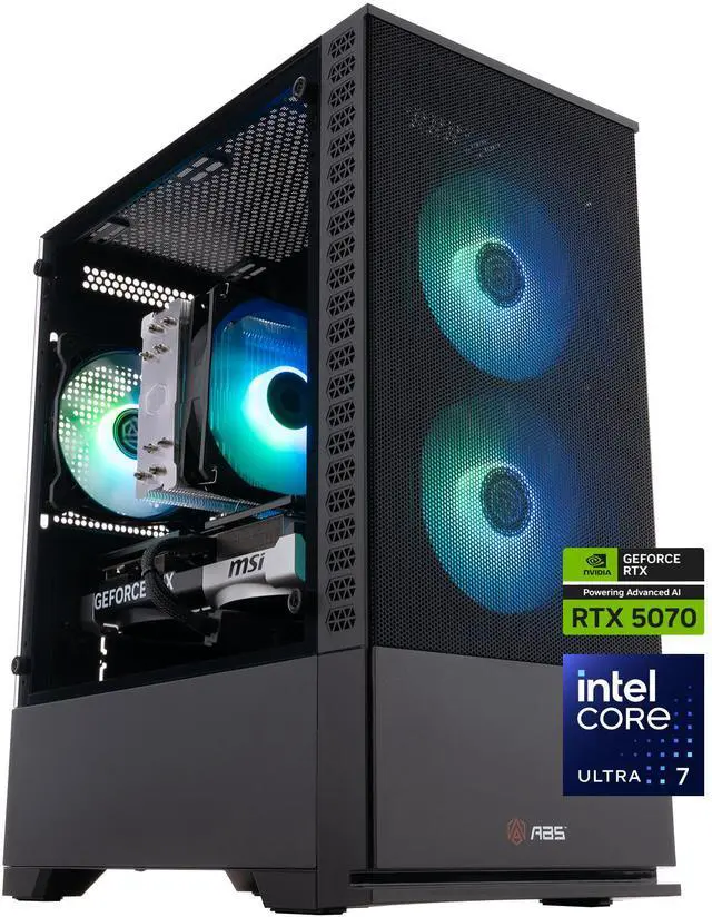 ABS Cyclone Aqua Gaming PC - Windows 11 - Intel Core Ultra 7 265KF - GeForce RTX 5070 - DLSS 4 - AI-Powered Performance - 32GB DDR5 6400MHz - 1TB M.2 NVMe SSD - CA265KF50702