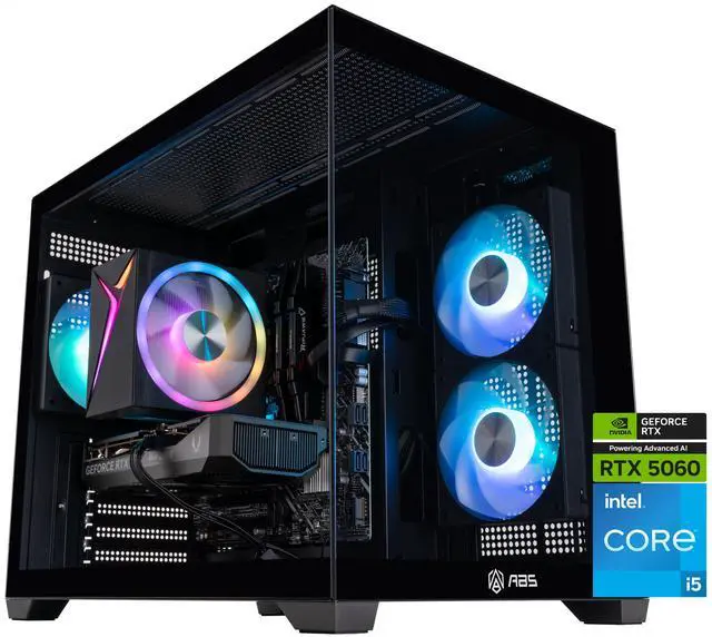 ABS Flux II Aqua Gaming PC - Windows 11 - Intel Core i5-14400F - GeForce RTX 5060 - DLSS 4 - AI-Powered Performance - 32GB DDR4 3200MHz - 1TB M.2 NVMe SSD - FIIA14400F5060