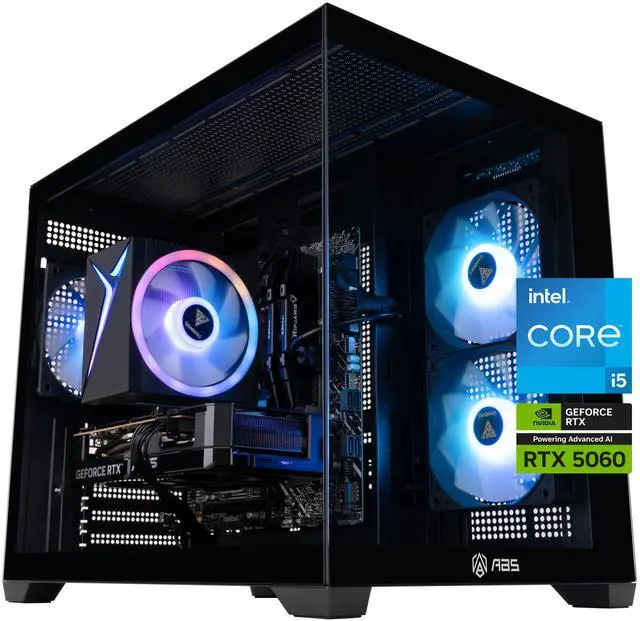 Main image of ABS Flux II Aqua Gaming PC Powered by Asus - Windows 11 - Intel Core i5-14400F - RTX 5060 8GB - DLSS 4 - AI-Powered Performance - 32GB DDR4 3200 - 1TB M.2 NVMe SSD - FIIA14400F50602