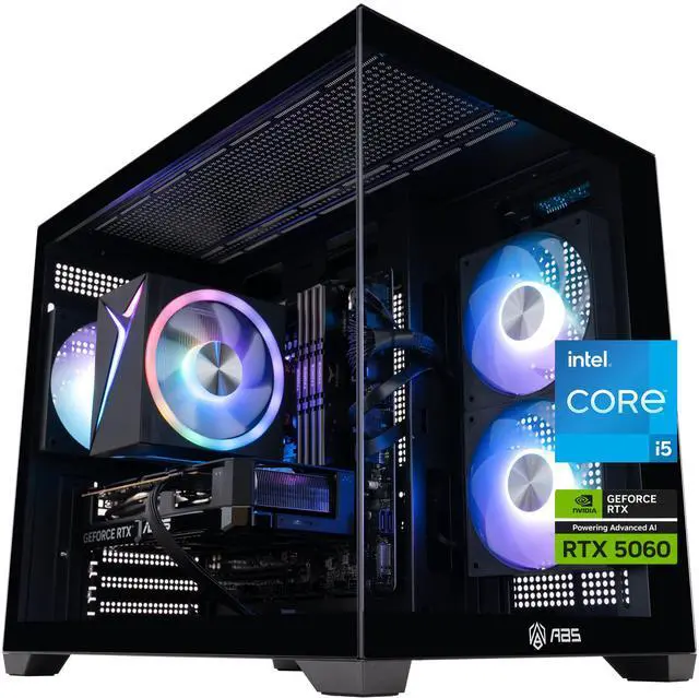 Main image of ABS Flux II Aqua Gaming PC - Windows 11 - Intel Core i5-14400F - GeForce RTX 5060 - DLSS 4 - AI-Powered Performance - 32GB DDR4 3200 - 1TB M.2 NVMe SSD - FIIA14400F50603