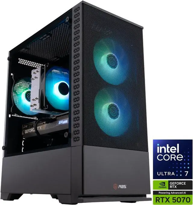 ABS Cyclone Aqua Gaming PC - Windows 11 - Intel Core Ultra 7 265KF - GeForce RTX 5070 - DLSS 4 - AI-Powered Performance - 32GB DDR5 6400 MHz - 2TB M.2 SSD
