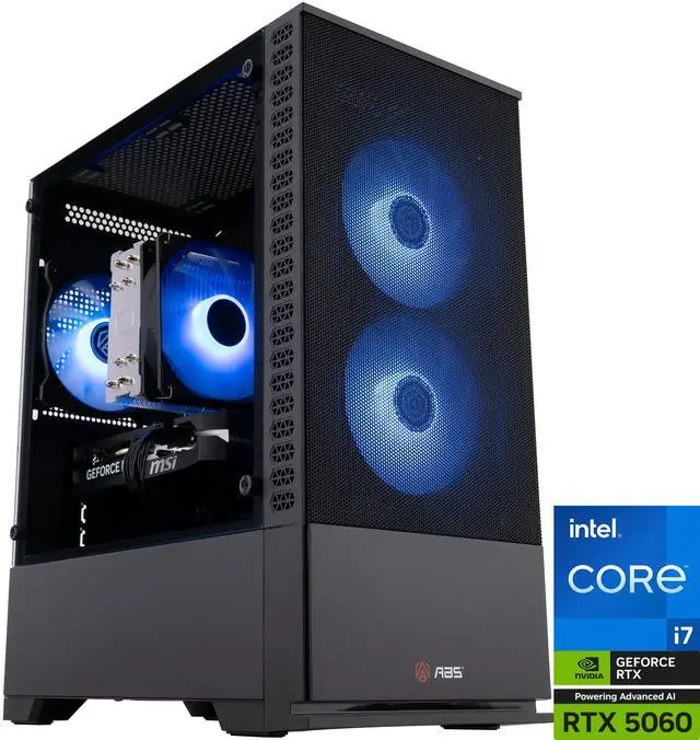 ABS Cyclone Aqua Gaming PC - Windows 11 - Intel Core i7-14700F - GeForce RTX 5060 - DLSS 4 - AI-Powered Performance - 32GB DDR5 6400MHz - 1TB M.2 NVMe SSD