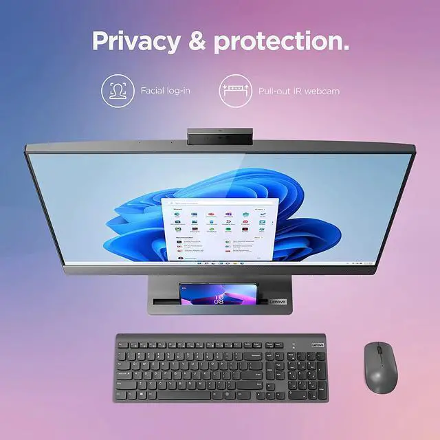 Alt view image 7 of 16 - Lenovo IdeaCentre AIO 5i - 2022 - All-in-One Desktop - 27" QHD Touch Display - 5MP + IR Camera - Windows 11 Home - 8GB Memory - 256 GB Storage - Intel Core i7-12700H - Mouse & Keyboard