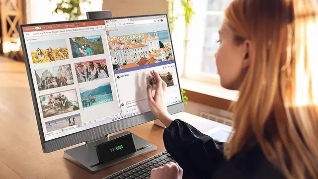 Alt view image 9 of 16 - Lenovo IdeaCentre AIO 5i - 2022 - All-in-One Desktop - 27" QHD Touch Display - 5MP + IR Camera - Windows 11 Home - 8GB Memory - 256 GB Storage - Intel Core i7-12700H - Mouse & Keyboard