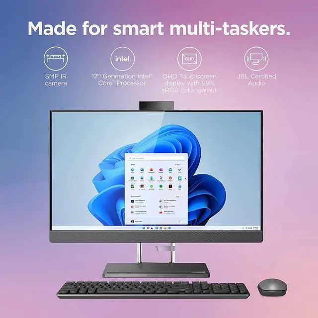 Alt view image 13 of 16 - Lenovo IdeaCentre AIO 5i - 2022 - All-in-One Desktop - 27" QHD Touch Display - 5MP + IR Camera - Windows 11 Home - 8GB Memory - 256 GB Storage - Intel Core i7-12700H - Mouse & Keyboard