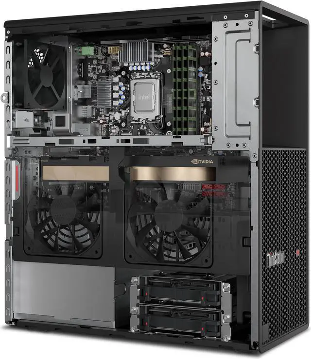 Alt view image 9 of 14 - Lenovo ThinkStation P3 30GS002VUS Workstation - Intel Core i7 Hexadeca-core (16 Core) i7-13700 13th Gen 2.10 GHz - 16 GB DDR5 SDRAM RAM - 512 GB SSD - Desktop PC Tower