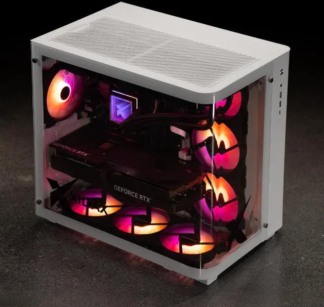 Alt view image 3 of 7 - Xidax X-6 Series AMD Ryzen 7 9800X3D (4.7GHz, up to 5.2GHz), NVIDIA GeForce RTX 5080 16GB, 2TB NVMe M.2 SSD, 32GB (2x16GB) RAM, Liquid cooling, Genuine Window 11 Home Onami White Gaming Desktop - Assembled & Serviced in Utah
