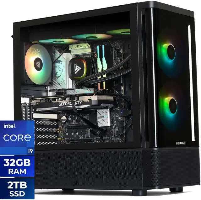 Alt view image 8 of 8 - STORMCRAFT Gaming PC SKYHAWK PRO Intel Core i9-14900KF NVIDIA GeForce RTX 5070 Ti – AI Powered 32GB DDR5 6000MHz RGB 2TB NVMe SSD 360mm AIO  850W PSU Windows 11 Home - SP149KFCC-57TN1