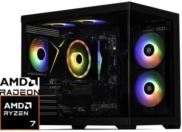 Main image of STORMCRAFT Gaming PC SIRIUS AMD Ryzen 7 7700 AMD Radeon RX 9060 XT 16GB - AI Powered 32GB (16Gx2) DDR5 RGB 6000MHz 2TB NVMe SSD 650W PSU Windows 11 Home – SI77000CC-96BN1