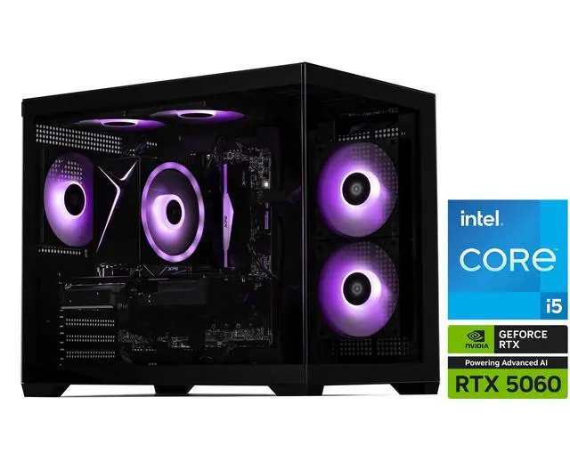 STORMCRAFT Gaming PC SIRIUS Intel Core i5-14400F NVIDIA GeForce RTX 5060 – AI Powered 16GB 3200MHz RGB 1TB NVMe SSD 650W PSU Windows 11 Home - SI1440FBB-560N2