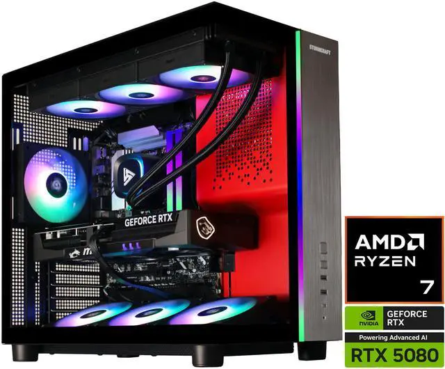 STORMCRAFT Gaming PC PHANTOM AMD RYZEN 7 9800X3D NVIDIA GeForce RTX 5080 - AI Powered 32GB DDR5 6000MHz RGB 2TB NVMe SSD 360mm AIO 850W PSU Windows 11 Home- PH980XDCC-580N1