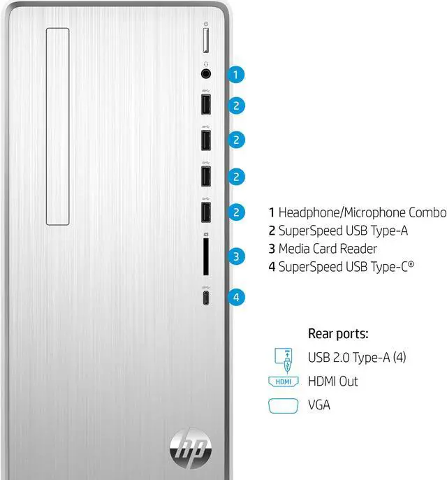Alt view image 3 of 4 - HP Desktop Computer Pavilion TP01-2137C Ryzen 5 5000 Series 5600G (3.90GHz) 12GB DDR4 256 GB PCIe SSD + 2 TB HDD Windows 11 Home 64-bit