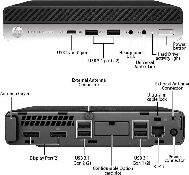 Alt view image 3 of 3 - HP EliteDesk 800 G5 Mini Desktop Intel Core i5-9500T 2.20 GHz 16 GB RAM 256 SSD WIFI Windows 11 Pro (Includes Keyboard & Mouse)