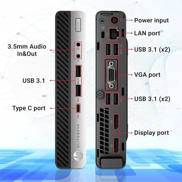 Alt view image 3 of 3 - HP EliteDesk 800 G5 Mini Desktop Intel Core i5-9500T 2.20 GHz 16 GB RAM 256 SSD WIFI  Windows 11 Pro (Includes Keyboard & Mouse)