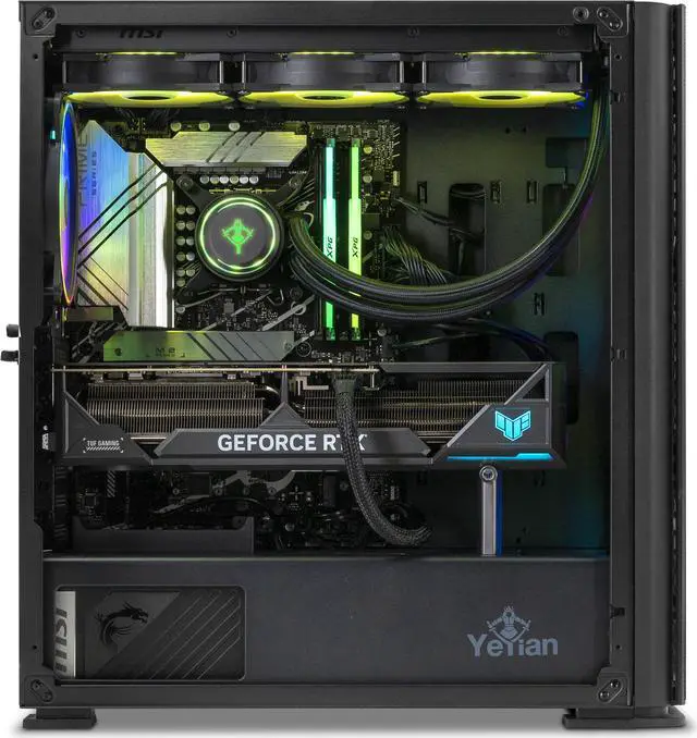 Alt view image 9 of 10 - Yeyian Gaming Desktop Intel Core i9 14th Gen 14900KF (3.20GHz) NVIDIA GeForce RTX 4070 Ti 32GB DDR5 RGB 2TB PCIe SSD 360mm AIO liquid cooling Windows 11 Home 64-bit -YPI-YA49KFC-47T1N