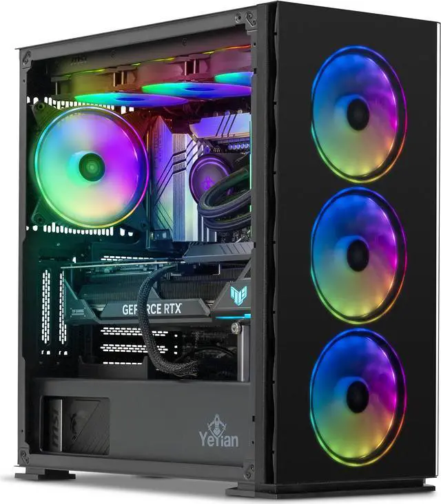Alt view image 2 of 10 - Yeyian Gaming Desktop Intel Core i9 14th Gen 14900KF (3.20GHz) NVIDIA GeForce RTX 4070 Ti 32GB DDR5 RGB 2TB PCIe SSD 360mm AIO liquid cooling Windows 11 Home 64-bit -YPI-YA49KFC-47T1N