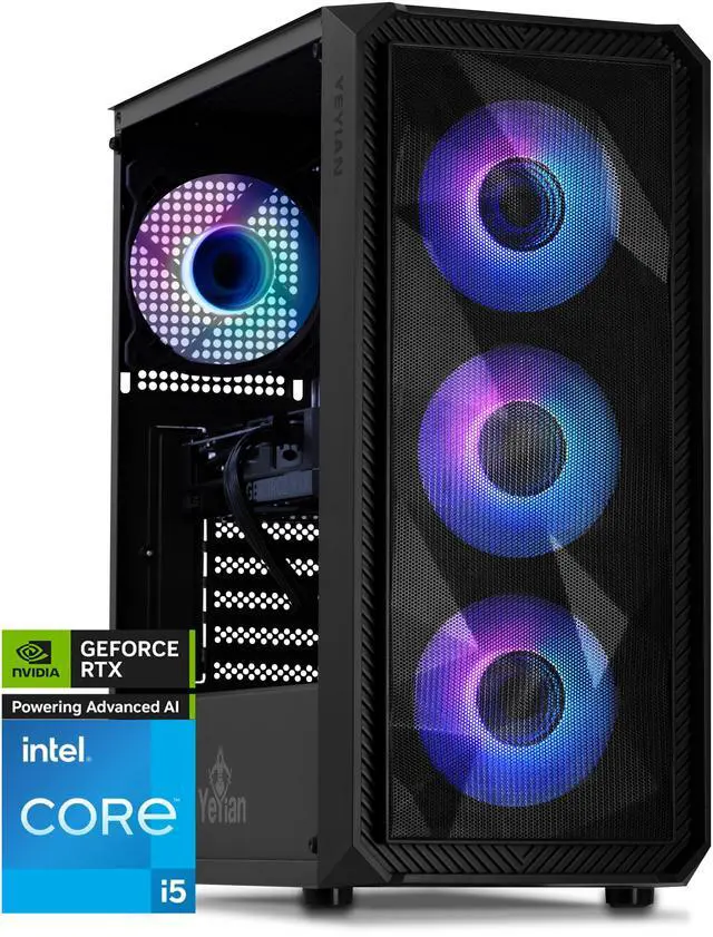 Main image of Yeyian Tanto Gaming PC Desktop, Intel Core i5-13400F, Nvidia RTX 4060, 16GB DDR5 5600MHz, 1TB NVMe SSD, 650W Gold PSU, AC Wi-Fi, Windows 11 64-bit, YPI-TA34F0B-4601N