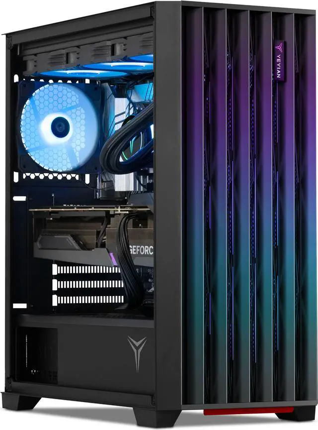 Alt view image 2 of 8 - Yeyian Phoenix Glass Gaming Desktop PC AMD Ryzen 7 9800X3D NVIDIA RTX 4070 Ti SUPER- AI Integrated 32GB DDR5 6000MHz RGB 2 TB SSD 360mm AIO -YPA-PG980DC-47Y1N