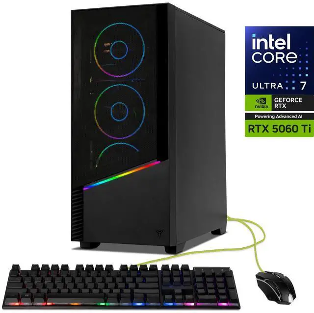 Main image of YEYIAN Gaming Desktop PC Elara Intel Core Ultra 7 265F 32GB DDR5 1TB PCIe SSD GeForce RTX 5060 Ti Windows 11 Home - YPI-EL265FC-56TP1N