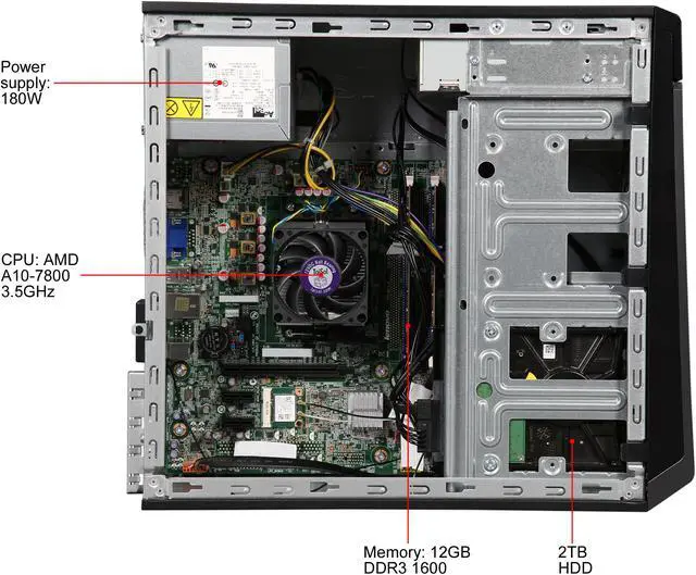 Alt view image 6 of 9 - Lenovo Desktop Computer H50-55 (90BG003JUS) AMD A10-7800 12GB DDR3 2TB HDD AMD Radeon R7 Windows 10 Home 64-Bit