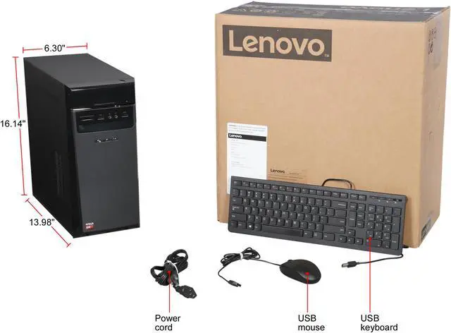 Alt view image 9 of 9 - Lenovo Desktop Computer H50-55 (90BG003JUS) AMD A10-7800 12GB DDR3 2TB HDD AMD Radeon R7 Windows 10 Home 64-Bit