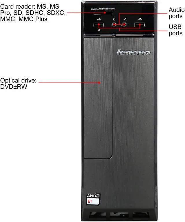 Alt view image 2 of 9 - Lenovo Desktop Computer H30-05 (90BJ008AUS) AMD E1-Series E1-7010 4GB DDR3 500GB HDD AMD Radeon R2 Windows 10 Home 64-Bit