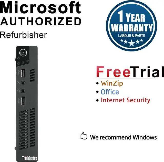 Main image of Lenovo Desktop Computer ThinkCentre M73 Intel Core i3-4130 8GB DDR3 500GB HDD Intel HD Graphics 4400 Windows 10 Pro Multi-Language, English / Spanish