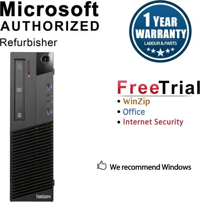 Main image of Lenovo Desktop Computer ThinkCentre M93P Intel Core i5-4570 8GB DDR3 240GB SSD Intel HD Graphics 4600 Windows 10 Pro