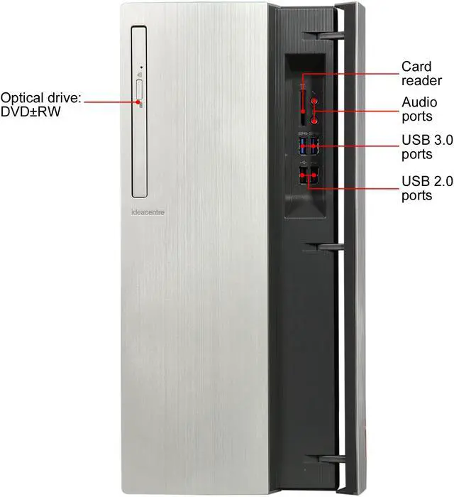 Alt view image 3 of 9 - Lenovo Gaming Desktop IdeaCentre 720-18ASU (90H1002QUS) AMD Ryzen 3 1200 8GB DDR4 1TB HDD AMD Radeon RX 550 Windows 10 Home 64-bit