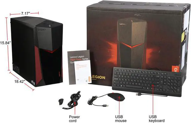 Alt view image 9 of 9 - Lenovo Gaming Desktop Legion Y520T-25ICZ (90JB003GUS) Intel Core i5-8400 8GB DDR4 1TB HDD 128 GB NVMe SSD GeForce GTX 1060 Windows 10 Home 64-Bit