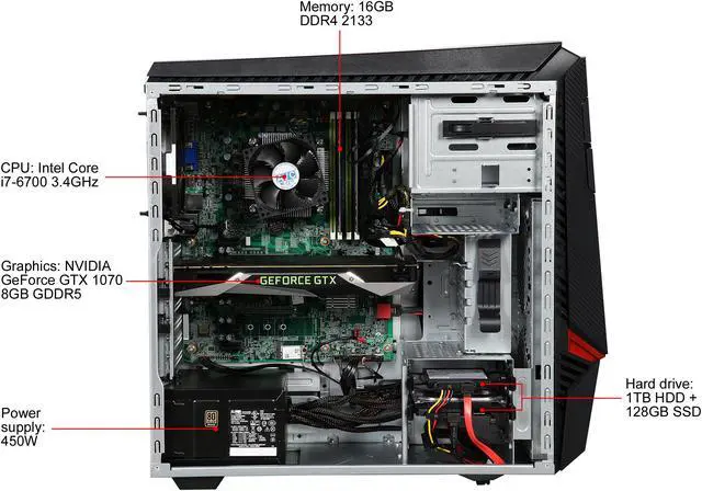 Alt view image 6 of 9 - Lenovo Desktop Computer IdeaCentre Y700-34ISH Intel Core i7-6700 16GB DDR4 1TB HDD GeForce GTX 1070 Windows 10 Home 64-Bit