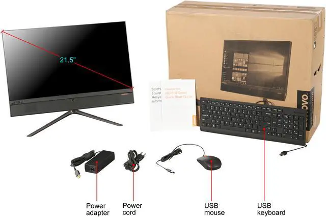 Alt view image 7 of 7 - Lenovo All-in-One Computer IdeaCentre 510-22ASR AMD A6-9210 8GB DDR4 1TB HDD 21.5" Touchscreen Windows 10 Home 64-Bit