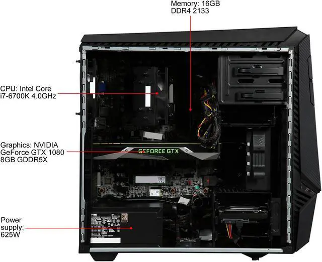 Alt view image 7 of 9 - Lenovo Desktop PC IdeaCentre Y900 Razer Edition Intel Core i7-6700K 16GB DDR4 2TB HDD 256GB SSD GeForce GTX 1080 Windows 10 Home