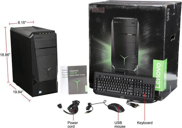 Alt view image 9 of 9 - Lenovo Desktop PC IdeaCentre Y900 Razer Edition Intel Core i7-6700K 16GB DDR4 2TB HDD 256GB SSD GeForce GTX 1080 Windows 10 Home