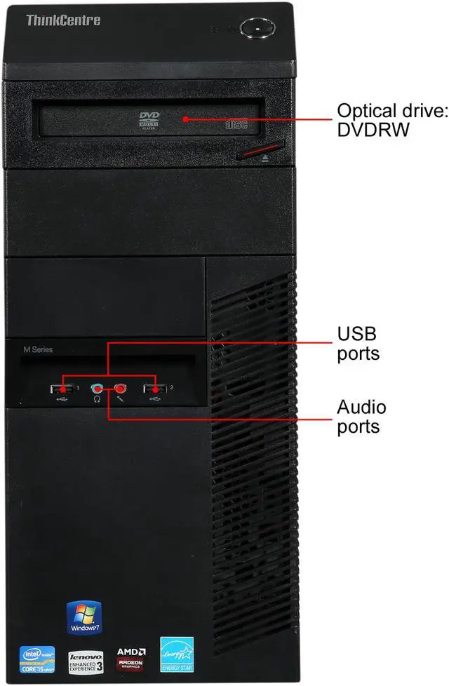 Alt view image 2 of 9 - Lenovo Desktop Computer M92P Intel Core i5-3470 16 GB 2TB HDD Windows 10 Pro